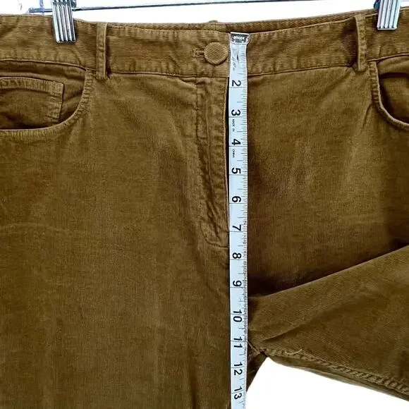 Theory Pants Womens 12 Tan‎ Gold Corduroy Slim Straight High Rise Modern Classic - Picture 7 of 15
